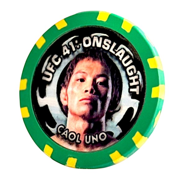 UFC 41 Caol‎ Uno Poker Chip Onslaught 2-28-03 Green Yellow Boardwalk Hall U - Picture 1 of 4